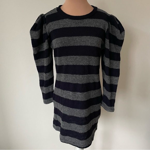 Amour Very Rosemary Stripe Puff Shoulder Long Sleeve Wool Blend Dress NWT Size S - Picture 5 of 12